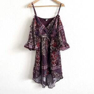 Purple Velvet Burnout Mini Dress Womens Small Whimsigoth Dark‎ Fairy Gothic Vamp